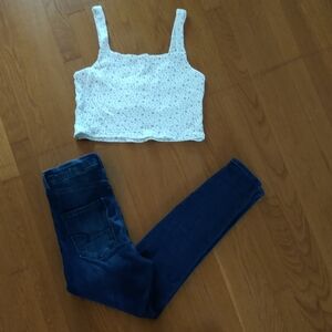 2PC @American Eagles High waist Jeans +A. E crop top